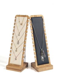 Solid Bamboo Jewellery Necklace Holder Pendant Chain Bracelet Display Stand Hanging Organiser Board Easel Showcase Tray