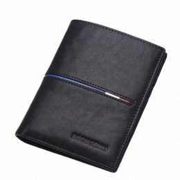 bison DENIM Brand Genuine First Layer Leather Short Wallet Busin Classic Purse Men's Wallet Cards Holder Casual Purse N4437-2 A1eW#