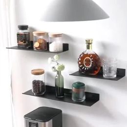 Floating Wall Shelf Black for Kitchen Bathroom Storage Rack Mirror Metal Shower Corner Shelves Organizer Cabinet Home Accessorie