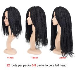 TOMO 22Roots/Pack Box Braid Crochet Hair 14" 18" 22" Ombre Synthetic Braiding Hair Extensions for Women Red Crochet Braids