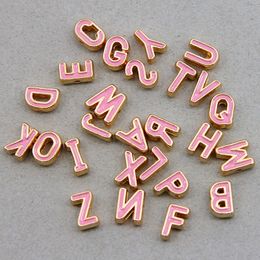 10pcs Pink Enamel Letters Beads Bracelet Charms for DIY Jewellery Making Spacer Beads Necklace Findings Components