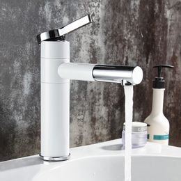 Basin Faucets Brass Bathroom Faucet Vessel Sinks Mixer Vanity Tap Swivel Spout Deck Mounted White Colour Washbasin Faucet LT-701A