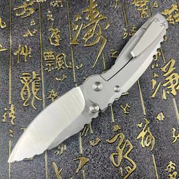 New A6703 High Quality Pocket Folding Knife 7Cr17Mov Satin Blade CNC Stainless Steel Handle Ball Bearing Outdoor Camping Hiking EDC Folder Knives