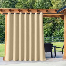 Waterproof Outdoor Curtain Blackout Patio Drape for for Sliding Door / Foyer / Arbor / Lanai Custom Beige, 1 Panel