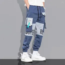 Men's Pants Men Sweatpants Cargo With Drawstring Waist Multiple Pockets Featuring Letter Print Ankle-banded Contrast For Any