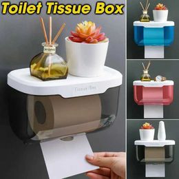 Toilet Paper Holders 3 Colours Wall Mounted Tissue Holder for Bathroom Storage Box Punch-Free Toilet Paper Holder Storage Rack Paper Towel Organiser 240410