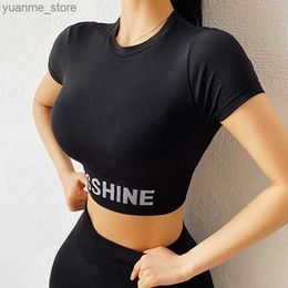 Yoga Outfits Cloud Hide Short Sleeve Yoga Shirts Women Sports Tank Crop Tops Running T Shirt Workout T-shirts Fitness Quick Dry Sportswear Y240410