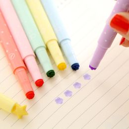 1PCS Cute Candy Color Kawaii Highlighters Pen Creative DIY Stamps Marker Pen School Supplies Office Stationery