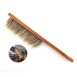 15PCS Bee Brush Double Row Horsetail Hair Mane Wooden Handle Swarm Wasp Honey Bees Brush Sweep Cleaning Brushes Tools Equipment