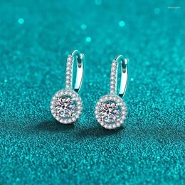 Hoop Earrings Luxury White Gold 18K Round Package 1ct Moissanite Temperament Simple For Women Wedding Jewellery Gift