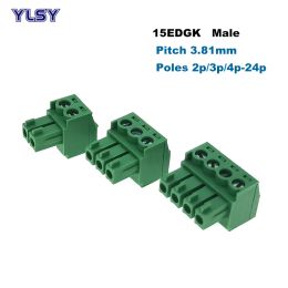 10/5Pcs Pitch 3.81mm Screw Plug-in PCB Terminal Block 2/3/4/5/6/7/8P 15EDGK Pluggable Connector Vertical Pin Male/Female