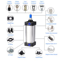 Standard Pneumatic Cylinder SC32/40/50/63mm Stroke 25-1000mm Air Cylinder Double Acting With Magnetic Pneumatics Pistons