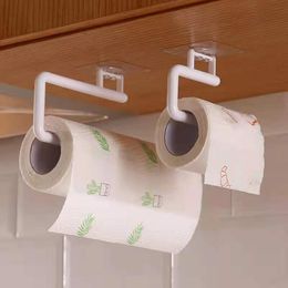 Kitchen Paper Roll Holder Adjustable Toilet Paper Holder Bar Cabinet Rag Hanging Holder Bathroom Tissue Storage