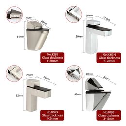 NAIERDI Zinc Alloy Adjustable Glass Clamps Glass Plated Brackets Chrome Alloy Shelf Holder Support Clamp Holder Glass Shelves