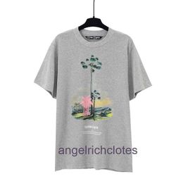 Trendy and Fashion Angels Chaopai Pink Foam Flow Paint Big Tree Print Short Sleeve Tshirt for Men and Women High Street Half Sleeve with real tag original 1:1