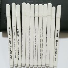 VCLEAR Water Soluble Marker pen Colour White 12 pcs Water Erasable Pen Leather Erasable Ink Easy to Wipe off Fabric Marker Pen