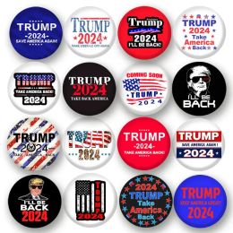 Trump 2024 Badge Brooches Pins Party Favor Election Supplies Keep America Great 1.73 inch 0410