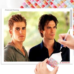 5D Diamond Painting for Wall Stickers Vampire Diaries Posters Round Diamond Embroidery Set Mural Art Cross Stitch Kit Handmade
