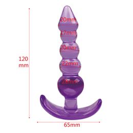 Soft Five Beads Silicone Anal Dildo Butt Plug Prostate Massager Adult Phalluses Plug Beads G-spot Erotic Sex Toys For Men Women
