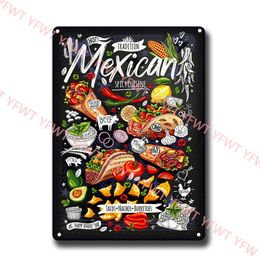 Metal Tin Sign Poster Hamburger Tacos Pizza Vintage Yard Garden Wall Art Food Plates Kitchen Restaurant Coffee Shop Decoration