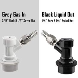 Ball Lock Disconnect Set,Homebrew Beer Keg Disconnect Connector, Barbed Liquid / Gas Dispenser with Push-In Fit and Swivel Nuts