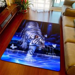 3D Printing Animal Jungle White Tiger Art Carpet Non-slip Floor Fluffy Floor for Bedroom Rug Funny Family Friend Gift Home Decor