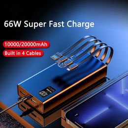 66W Fast Charging for Huawei P40 Power Bank 20000mAh Powerbank with Cable Portable External Battery Charger for iPhone 13 Xiaomi