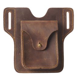 Genuine Leather Cellphone Waist Bag For Men Male Vintage Portable EDC Tactical Mobile Phone Cover Case Holder Belt Bags Wallet