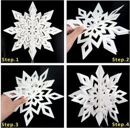 Let it Snow Winter Wonderland Party Chrismas Banner Paper White Snowflakes Garland Hanging For Frozen Birthday Party Decorations