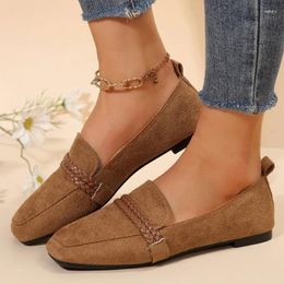 Casual Shoes Women Square Toe Comfortable Spring 2024 Fashion Solid Colour Wear Resistant Ladies Zapatos Para Mujeres