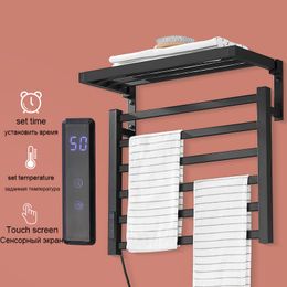 Black Electric Heating Towel Rack Can Heat Digital Display Can Dry Bathroom Self Energy Saving