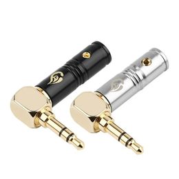 3.5mm Jack Earphone Plug Connectors Right Angle 3 Poles HiFi Headphone 90 Degree Audio Adapter Gold Plated Solder Black Silver