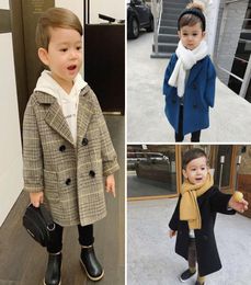 Baby Boy Girls Woollen Jacket Long Double Breasted Warm Infant Toddle Lapel Tweed Coat Spring Autumn Winter Baby Outwear Clothes 205494282