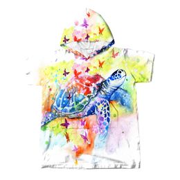 New Customizable With Pocket Adult Kids Undersea Animal Microfiber Quick Dry Beach Towel Swimming Gym Home Bathrobe Surf Poncho