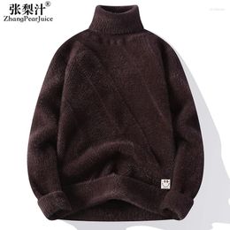 Men's Sweaters 2024 Winter Fashion Sweater Knitwear Men Turtleneck Knitted Warm Retro Loose Versatile Top Pull Homme