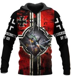 Mens Designer t shirts Fighter Plane BF 109 3D All Over Printed Hoodie Men And Women Fashion Casual Jackets L00083773597