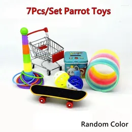 Other Bird Supplies 5/6/7Pcs Parrot Toys Interactive Skateboard Cart Ball Puzzle Training Toy Set Funny
