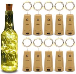 100 Pack Wine Bottle Lights 15 20 LEDs for Christmas Valentine Waterproof 33ft LED Cork Shape Silver Wire Fairy Lights for Jar Pa9678411