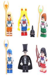 Newest Janpan Anime Sailor Moon Mars Jupiter Venus Mercury Chiba Mamoru Tuxedo Mask Mini Toy Figure Building Block Toy for Girl1583195