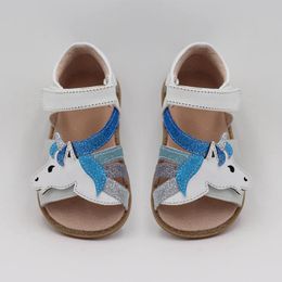 TipsieToes Top Brand Unicorns Soft Leather In Summer New Girls Children Barefoot Shoes Kids Sandals Baby Toddler 1-12 Years Old