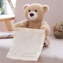 Plush Dolls Drop Shipping 30cm Teddy Bear Hide and Seek Animation Stuffed with Talking Animals Bear Toy Shy Bear Best Birthday Gift for Children J240410