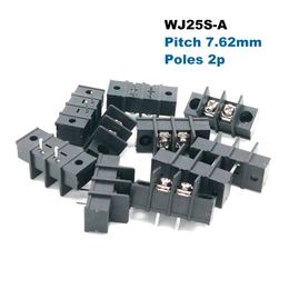 50Pcs Pitch 7.62mm Barrier PCB Terminal Block Straight Pin 2P Morsettiera Connectors 25S-A Bornier With Screw Holes 15A 14AWG