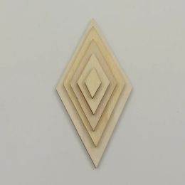 20mm-100mm Unfinished Wood Natural Unpainted Wood Rhombus Cutout Shape Wood Slices Embellishments Ornaments for Wedding