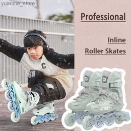 Inline Roller Skates Professional Inline Roller Skate Shoes Women Men Adults Adjustable Flashing Sneakers With 4 Wheels Skates Outdoor Skating Sports Y240410