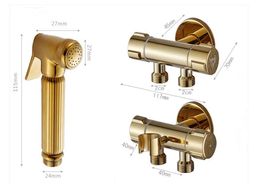 Bidet Faucet Wall Handheld Bidet Spray Shower Set Toilet Shattaf Sprayer Douche kit Bidet Faucet Set Gold