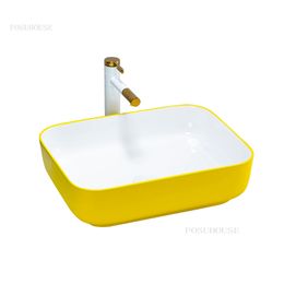 Modern Household Bathroom Sinks Rectangular Wash Basin Toilet Creative and Colorful Bathroom Washbasins Advanced Countertop Sink