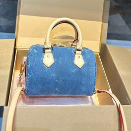 Women Zipper Handle Crossbody Bag 20CM Denim Designer Wallet Vintage Mini Coin Purse Evening Clutch Luxury Handbag Gold Hardware Shoulder Bag Card Holder Sacoche