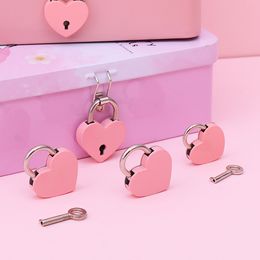 Antique Heart Shape Padlock With Key Romantic Lovely Lock Zinc Alloy for Travel Wedding Jewellery Box Diary Book Suitcase Hardware