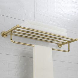 Luxury Brushed Gold Double-deck Towel Rack Wall Mount Bathroom Towel Hunger Holder Vibrant Moderne Brushed Gold