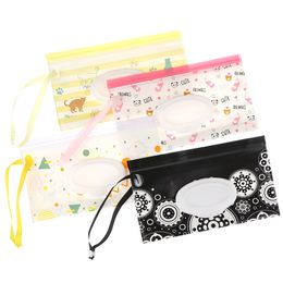 Eco-friendly Wet Wipes Bag Clamshell Cosmetic Pouch Easy-carry Snap-strap Wipes Container Clutch And Clean Wipes Carrying Case